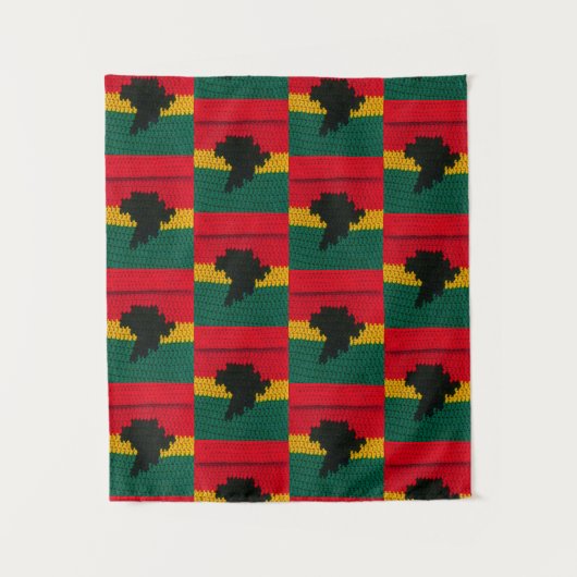 Green Gold Red Black Africa Kunsthandwerk Crochet Wandteppich (Vorderseite)