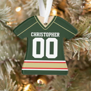 Green/Gold/Red Custom Hockey Jersey Ornament