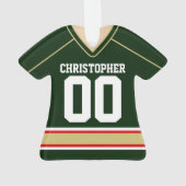 Green/Gold/Red Custom Hockey Jersey Ornament (Rückseite)