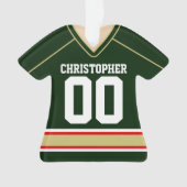 Green/Gold/Red Custom Hockey Jersey Ornament (Vorderseite)