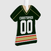 Green/Gold/Red Custom Hockey Jersey Ornament (Vorderseite)