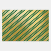 Green Gold Rentier präsentiert Stripes Christmas Geschenkpapier Set (Vorderseite)