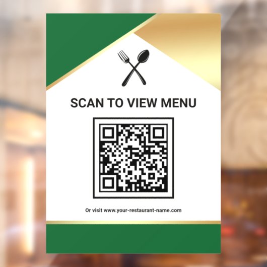 Green Gold Restaurant Digitales QR-Code-Menü Fensteraufkleber (Blatt 2)