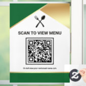 Green Gold Restaurant Digitales QR-Code-Menü Fensteraufkleber (Zuhause)