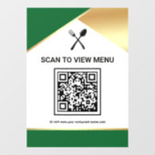 Green Gold Restaurant Digitales QR-Code-Menü Fensteraufkleber (Blatt)