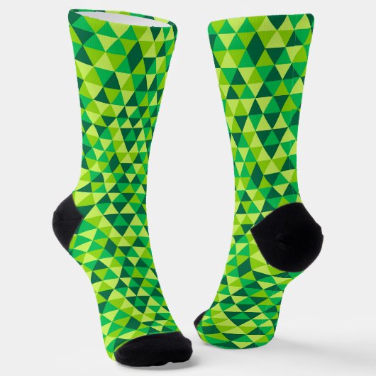 Green Gold Retro Diamond Triangle Muster Socken (Gewinkelt)