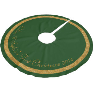 Green Gold Ring Personalisiert Polyester Weihnachtsbaumdecke