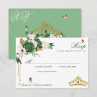 Green Gold Rose Elegante Gold Tiara Quinceanera