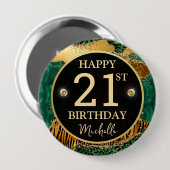 Green Gold Safari Achat Geburtstagsabzeichen Button (Vorne & Hinten)
