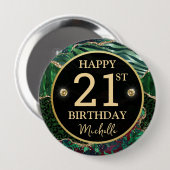 Green Gold Safari Achat Geburtstagsabzeichen Button (Vorne & Hinten)