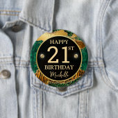 Green Gold Safari Agate Birthday Badge Button (Beispiel)