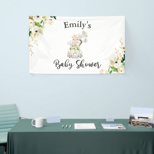 Green Gold Safari Animals Drive by Baby Shower Banner (Messeveranstaltung)