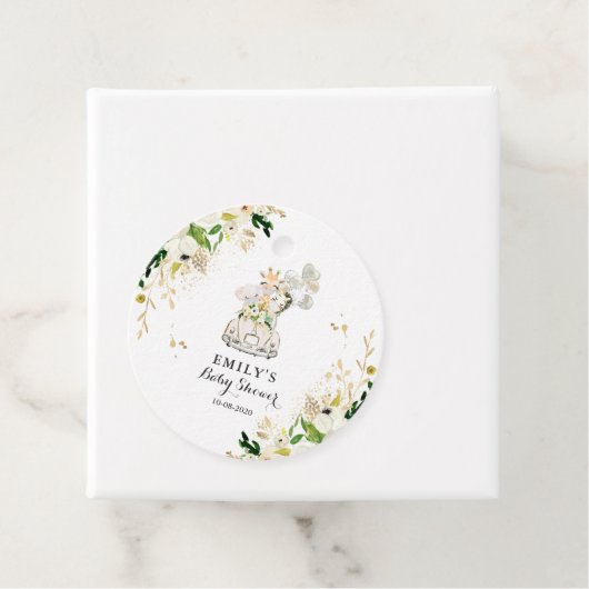 Green Gold Safari Animals Drive by Baby Shower Geschenkanhänger (Beispiel)