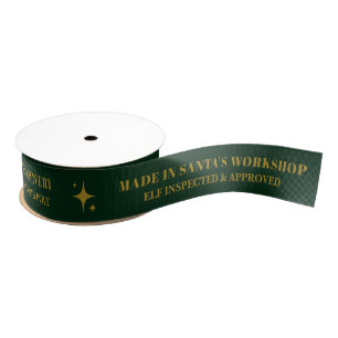 Green Gold Santas Workshop Weihnachtsgeschenk Wrap Ripsband