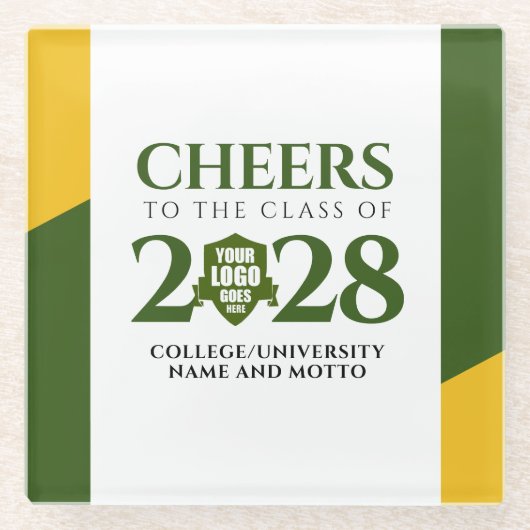 Green Gold School College University Graduation Glasuntersetzer (Vorderseite)