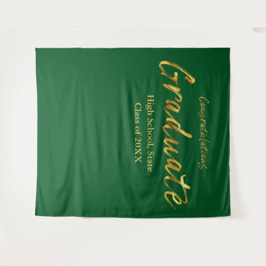 Green Gold Script Gratulationen Graduate Wandteppich (Vorderseite (Horizontal))