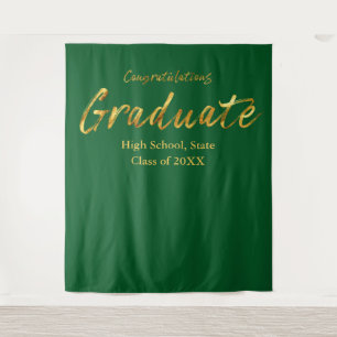 Green Gold Script Gratulationen Graduate Wandteppich