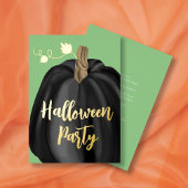 Green Gold Script Pumpkin Halloween-Party Foil Folieneinladung
