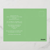 Green Gold Script Pumpkin Halloween-Party Folie Einladungspostkarte (Rückseite)