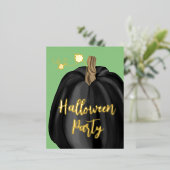 Green Gold Script Pumpkin Halloween-Party Folie Einladungspostkarte (Stehend vorne)