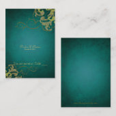 Green & Gold Scroll Table Platzkarte (Vorne/Hinten)