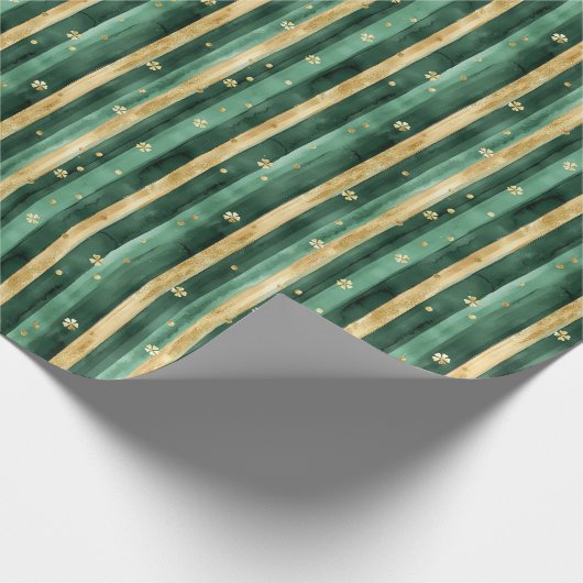 Green Gold Shamrock St. Patrick's Day Geschenkpapier (Ecke)