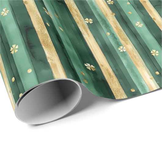 Green Gold Shamrock St. Patrick's Day Geschenkpapier (Rolleneckpunkt)