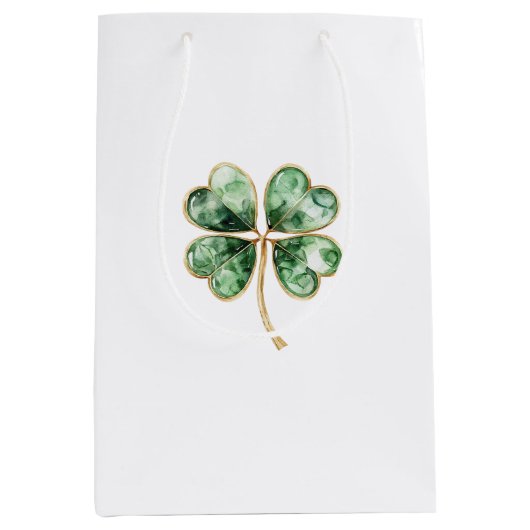 Green Gold Shamrock St. Patrick's Day Mittlere Geschenktüte (Vorderseite)