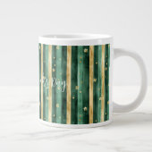 Green Gold Shamrock St. Patrick's Day Stripes Jumbo-Tasse (Rechts)