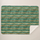 Green Gold Shamrock St. Patrick's Day Stripes Sherpadecke (Vorderseite (Horizontal))