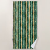 Green Gold Shamrock St. Patrick's Day Stripes Strandtuch (Vorderseite)
