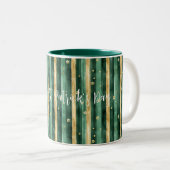 Green Gold Shamrock St. Patrick's Day Stripes Zweifarbige Tasse (VorderseiteRechts)