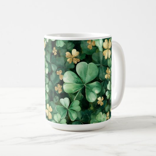 Green Gold Shamrocks St. Patrick's Day   Kaffeetasse (VorderseiteRechts)
