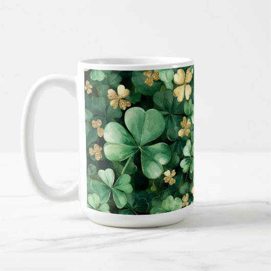 Green Gold Shamrocks St. Patrick's Day   Kaffeetasse (Links)