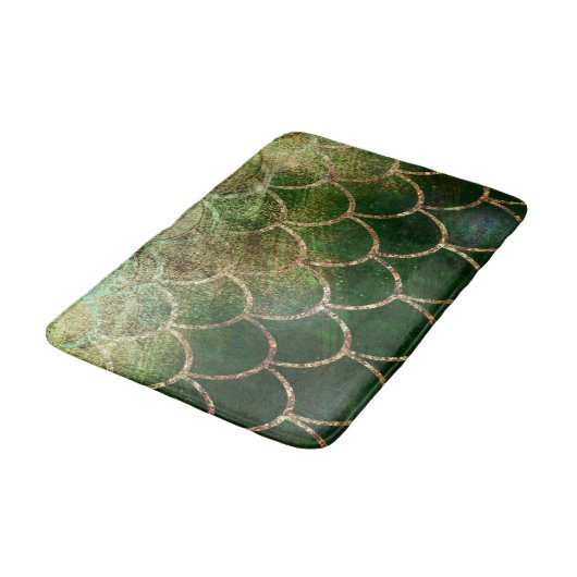 Green & Gold Shimmer Meerjungfische Scala Badematte (Schrägansicht)