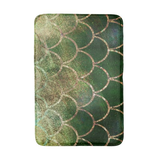 Green & Gold Shimmer Meerjungfische Scala Badematte (Vorderseite Vertikal)