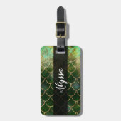 Green & Gold Shimmer Meerjungfische Scala Gepäckanhänger (Vorderseite vertikal)