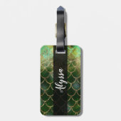 Green & Gold Shimmer Meerjungfische Scala Gepäckanhänger (Rückseite vertikal)
