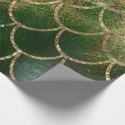 Green & Gold Shimmer Meerjungfische Scala Geschenkpapier (Ecke)