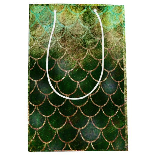 Green & Gold Shimmer Meerjungfische Scala Mittlere Geschenktüte (Vorderseite)