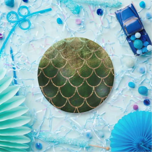Green & Gold Shimmer Meerjungfische Scala Pappteller (Party)