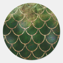 Green & Gold Shimmer Meerjungfische Scala Runder Aufkleber