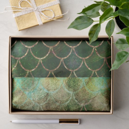 Green & Gold Shimmer Meerjungfische Scala Seidenpapier (Geschenk)