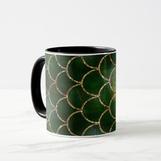 Green & Gold Shimmer Meerjungfische Scala Tasse (Vorderseite Links)