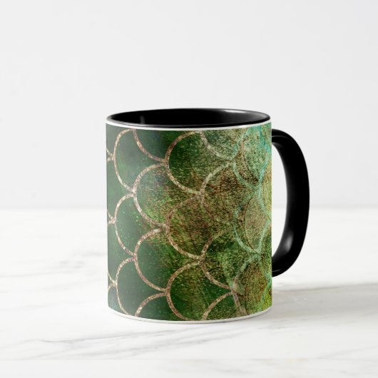 Green & Gold Shimmer Meerjungfische Scala Tasse (VorderseiteRechts)