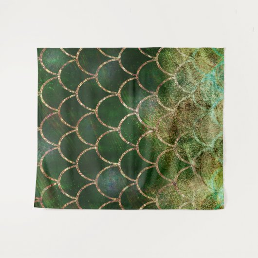 Green & Gold Shimmer Meerjungfische Scala Wandteppich (Vorderseite (Horizontal))