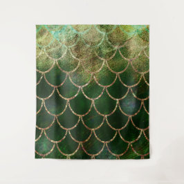 Green & Gold Shimmer Meerjungfische Scala Wandteppich
