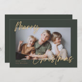 Green Gold Simple Foto Frohe Weihnachten (Vorne/Hinten)