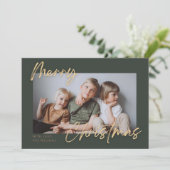 Green Gold Simple Foto Frohe Weihnachten (Stehend Vorderseite)