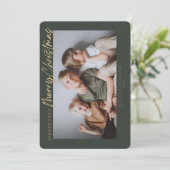 Green Gold Simple Foto Frohe Weihnachten (Stehend Vorderseite)